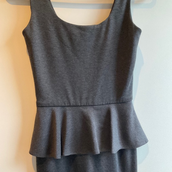 Love..ady Charcoal Gray Peplum Dress - Picture 3 of 7